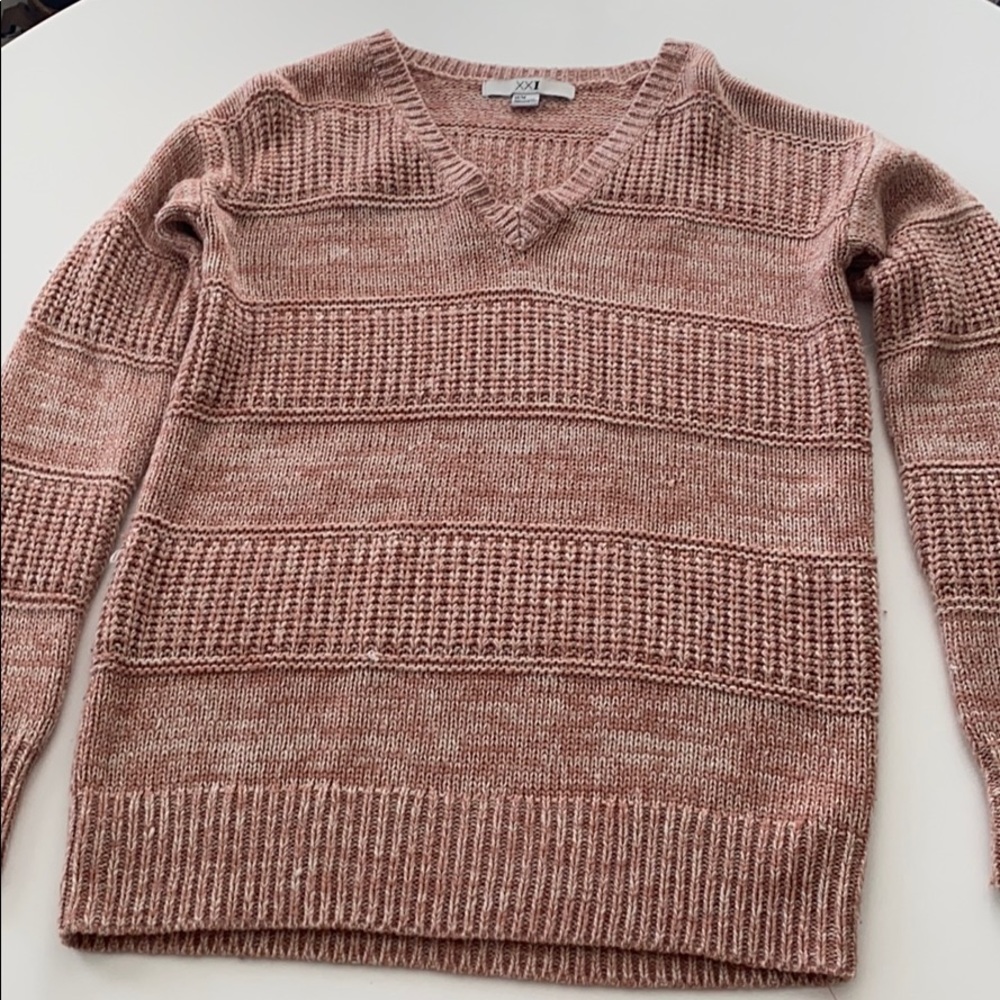 Forever 21 v neck sweater pink chunky knitted